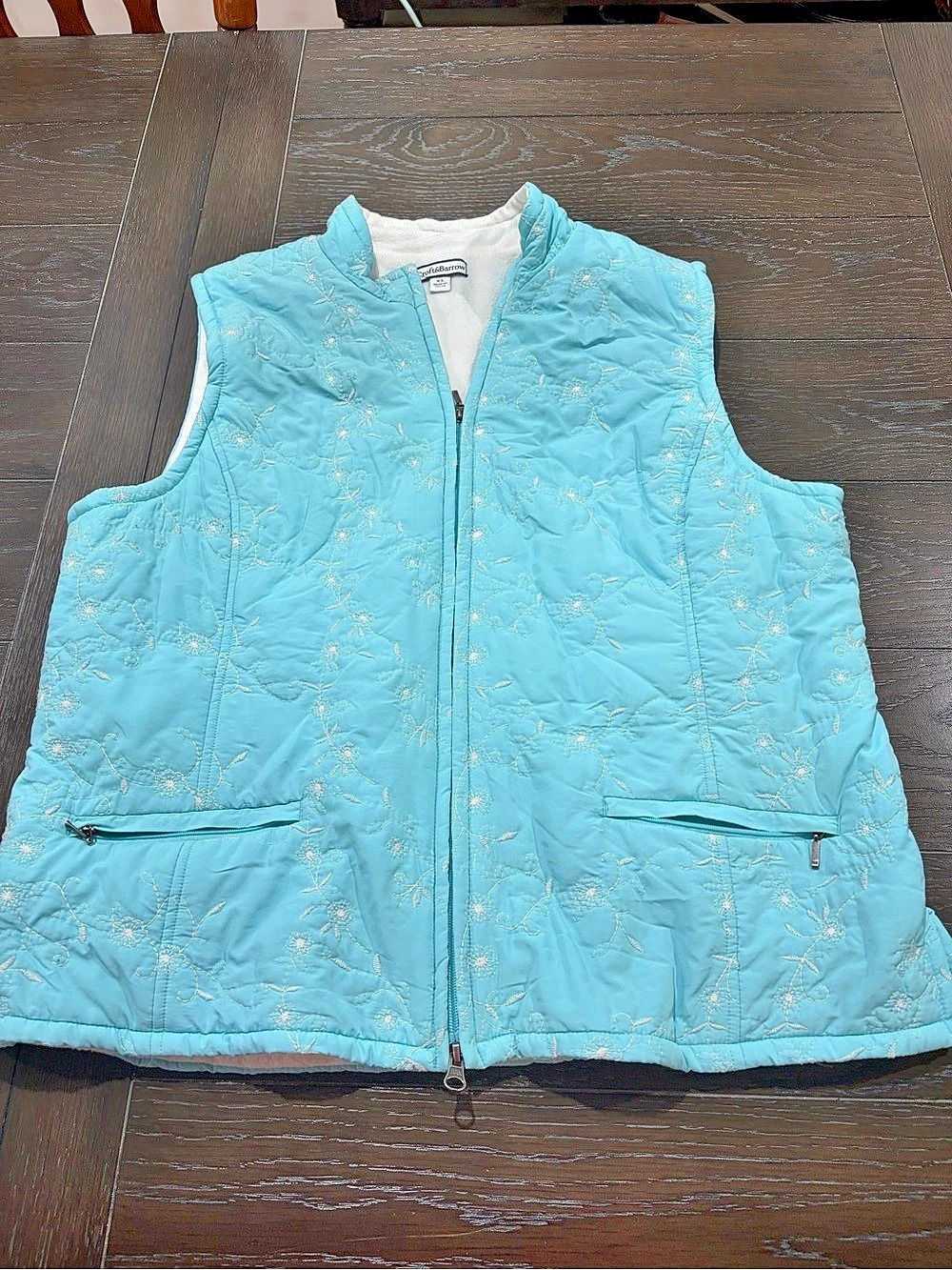 Croft & Barrow Floral Quilted Vest in Blue Size XL Like New